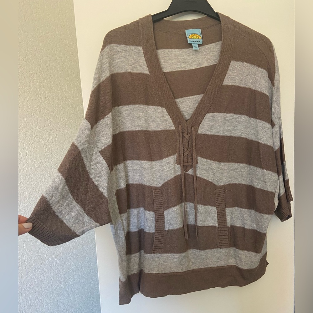 Brown and Gray Striped Sweater